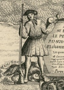 A boucanier, or probably so, given the wild pig at his feet. His fusil boucanier is of classic style. 